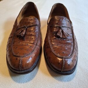 Mezlan Ostrich Leather Tassel Loafers